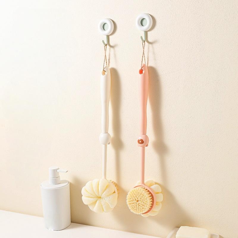 Double Sided Bath Brush Long Handle Non-slip Soft Bristle Exfoliating Body Scrubber for Home Daily Bathing 1Pcs