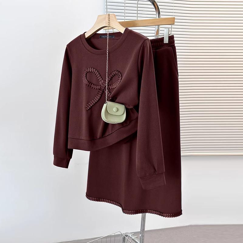 

ZANZEA Женские свитшоты с принтом и юбки Повседневные костюмы-двойки 4XL темно-красного