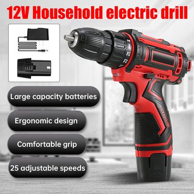 Mașină de găurit cu impact fără fir 12V 600W Mașină de găurit electrică de mare putere Baterie litiu Viteză duală 45N.m Șurubelniță electrică Unealtă electrică