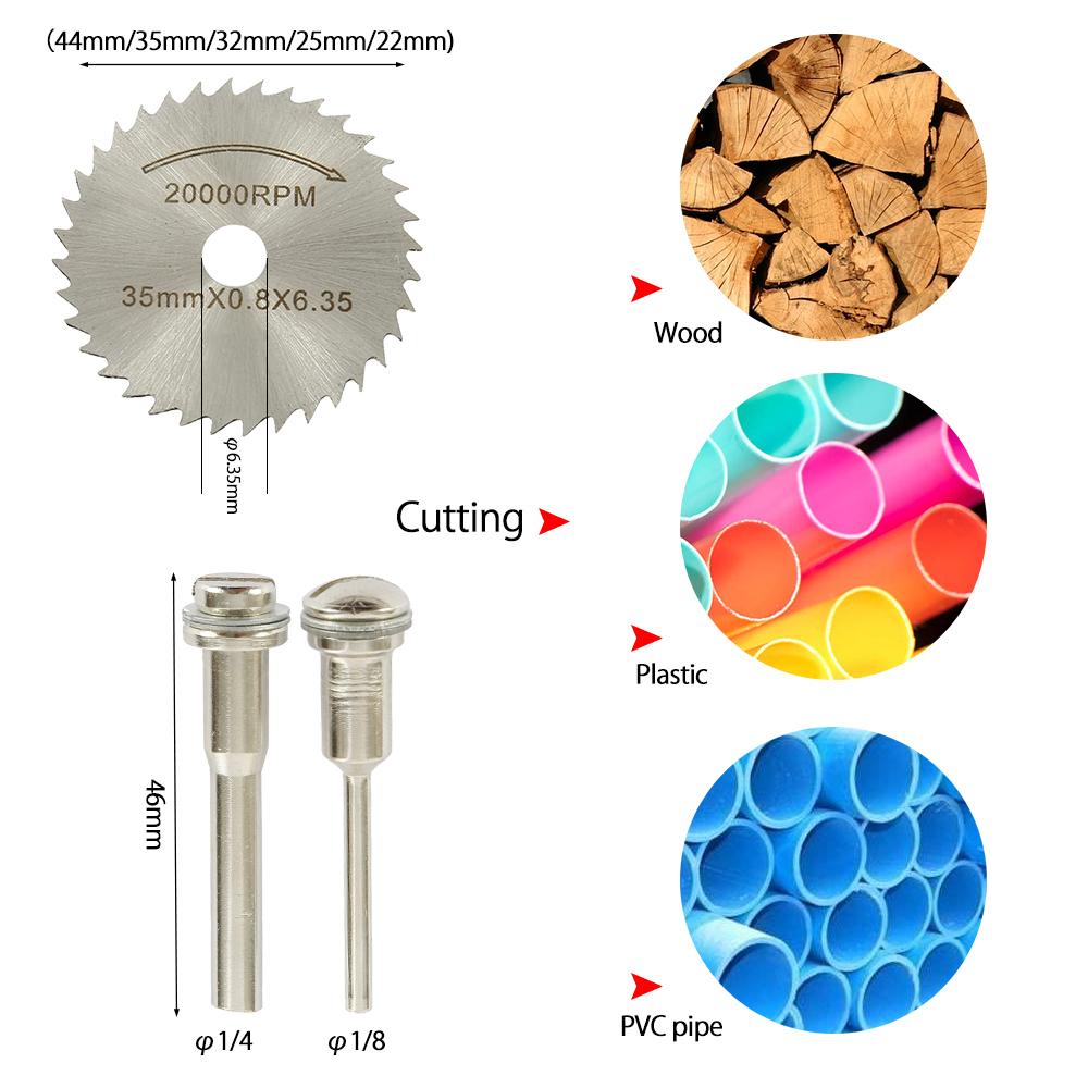 32PCS HSS Mini Circular Saw Blade Set Diamond Cutting Disc for Dremel Power Tools Resin Cutting Saw Blades With1/8in 1/4in Rod