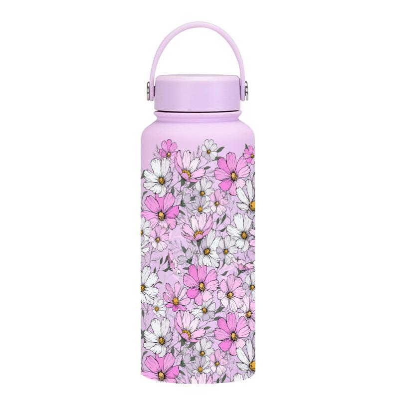 1L Large Capacity Sports Thermos Cup With Handle For Camping Gym,Stainless Steel Vacuum Flasks,Drinkware,Sports Water Bottle