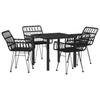 Garden Dining Set 5 Pcs Black Powder Coated Steel