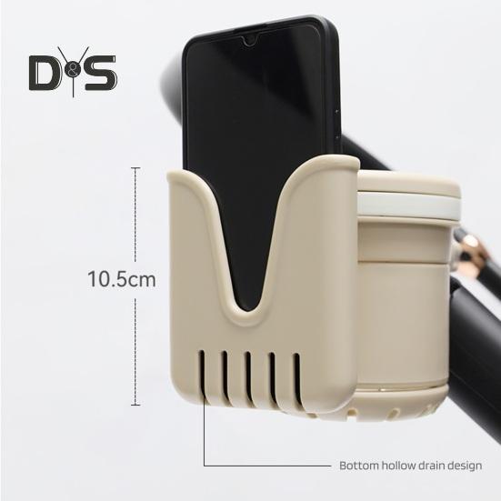 Retractable Stroller Cup Holder with Phone Bracket 3 in 1 Non Slip Firmly Grip Stroller Bar 360 Degrees Rotation Drink Holder for Scooter Bike Walker