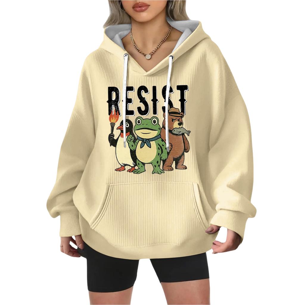 Women's Fashion Casual Long Sleeve Loose Printed Pullover Sports Long Sleeve Sweatshirt