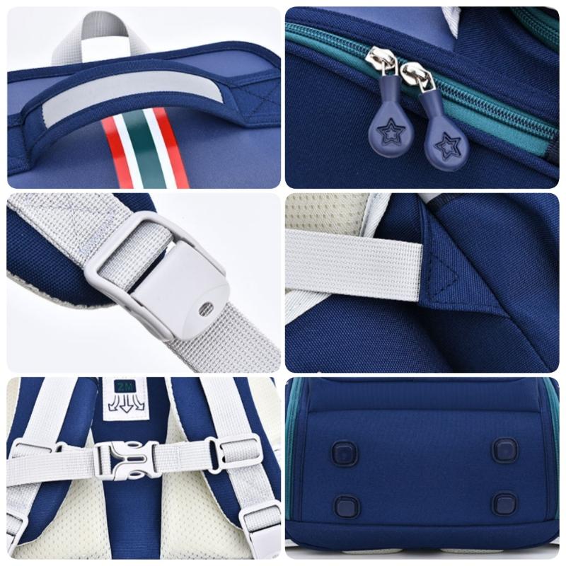 Nylon Trendy England Style Autumn New Primary Student School Bags Integrated Full Opening Large Capacity Children Backpack Grades 1-3-4 Boy's Book Bag