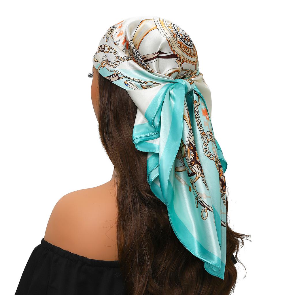 90*90cm Silk Scarf Scarftop Headwraps For Woman Fashion Four Seasons Hair Accessories Hijab Foulard Bandana Femme Headscarf