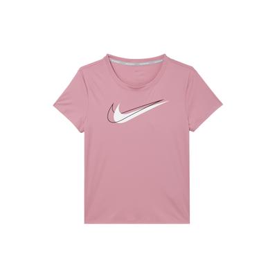Logo Print Round Neck Quick-Dry Short Sleeve T-Shirt Women Tops Pink DR7570-630
