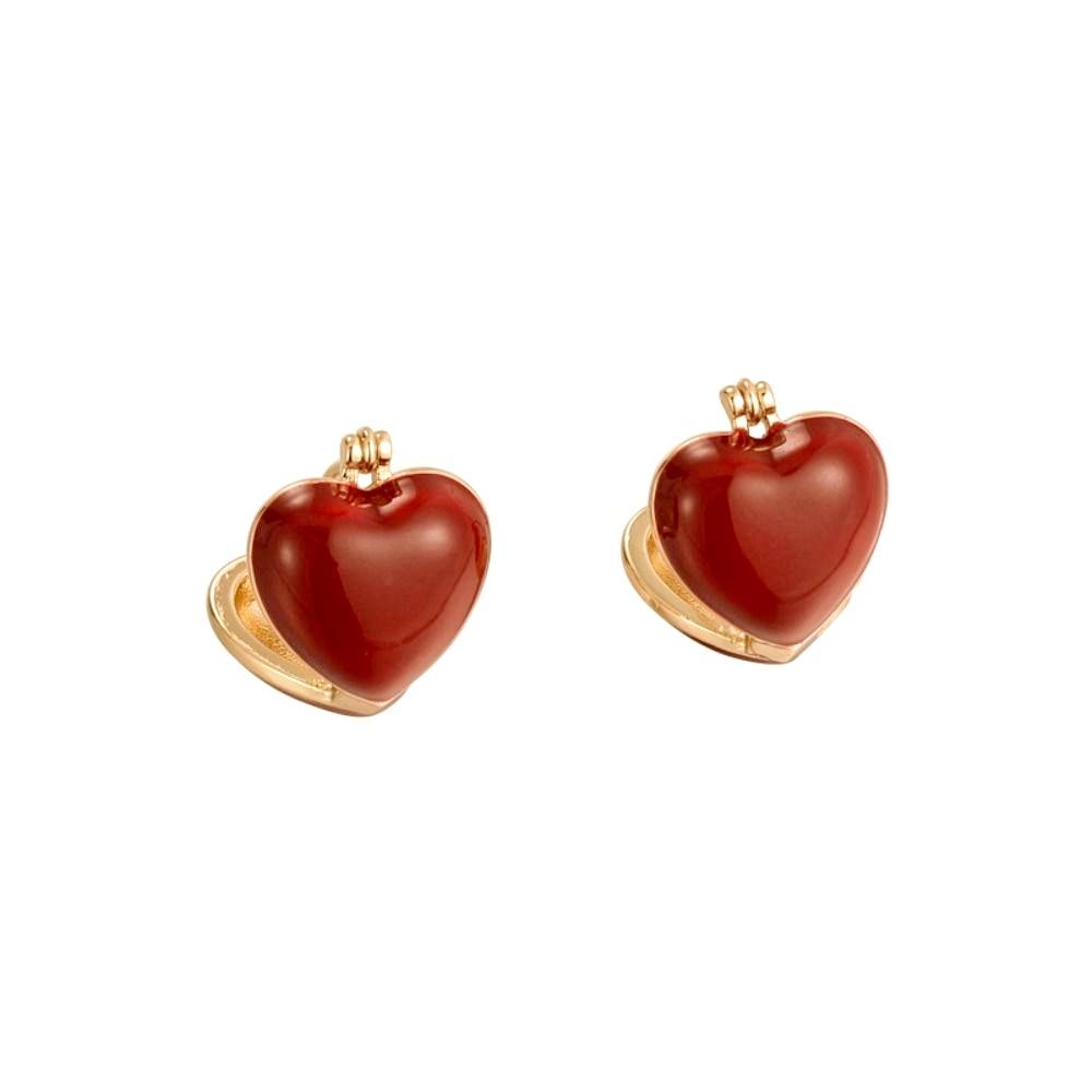 Dripping Oil Simple Glaze Korean Style Earrings Heart Ear Buckle Women Jewelry Enamel Stud Earrings