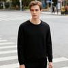 Men Fleece Lined Sweatshirt Long Sleeve Round Neck Thickened Pullover Warm Fall Winter Casual Sweatshirt for Street Work Daily Errands