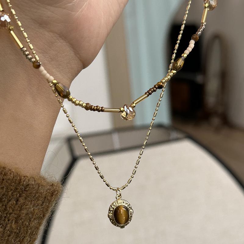 2025 Retro Tiger Eye Necklace: Elegant, Versatile Clavicle Chain with a High-End Luxury Feel