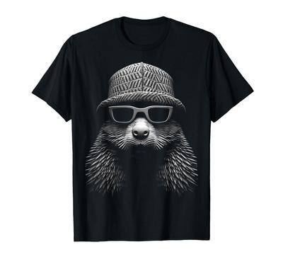 Castoro Animale Arte Ritratto Motivo Grafico Castoro Maglietta