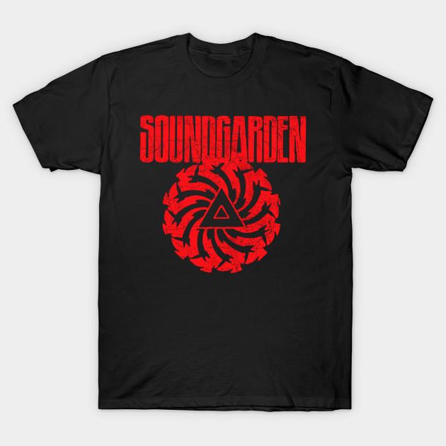 

Men Black Print T-shirt Soundgarden Band Vintag No-Cut Transfer Paper Print Cotton Tshirt L