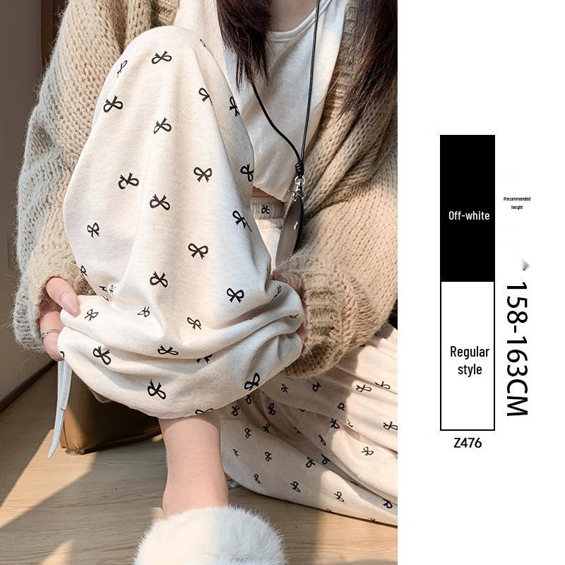 2025 Women's High Waist Soft Wide-Leg Pants with Bow, Slimming Fit, for Spring & Autumn