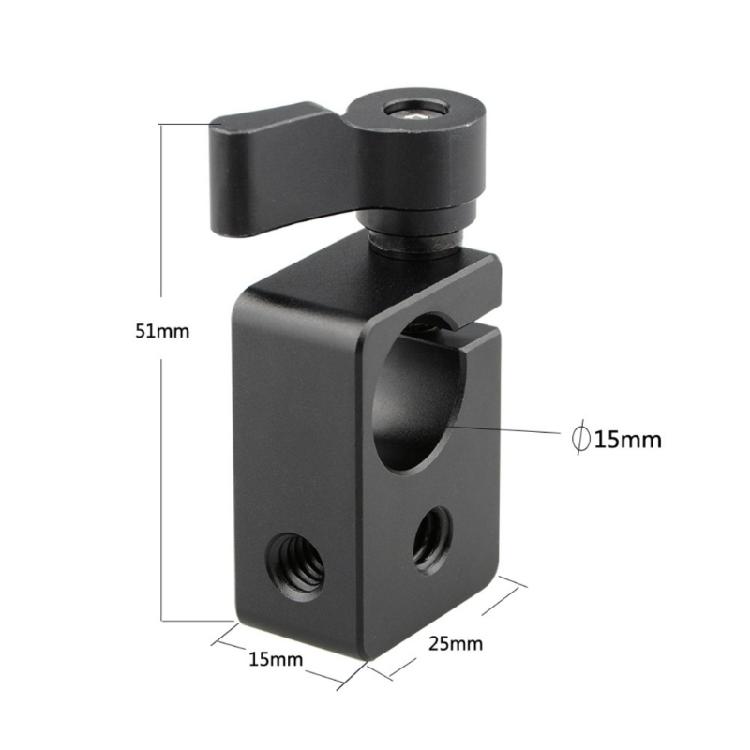 Single 15mm Rod Clamp Extension 15mm Rod Clamp Adapter with 1/4inch Screw for Camera Cage Shoulder Accessories