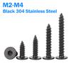 Allen Head Screw M5 M6 M8 Black 304 Stainless Steel Super Ultra-Thin Hex Socket Flat Head Self-Tapping Wood Screws L:10-80mm