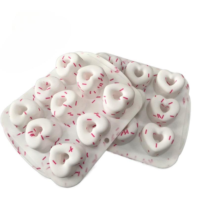 Creative 9 Lattice Silicone Love Cake Mold Household Donut Heart DIY Cake Accessories Kitchen Biscuit Pastry Manual Baking Mould