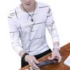 Camiseta de manga larga para hombre con cuello redondo y estampado de otoño