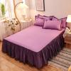 Solid Color Princess Style Brushed Bed Skirt with Dustproof Full Wrap