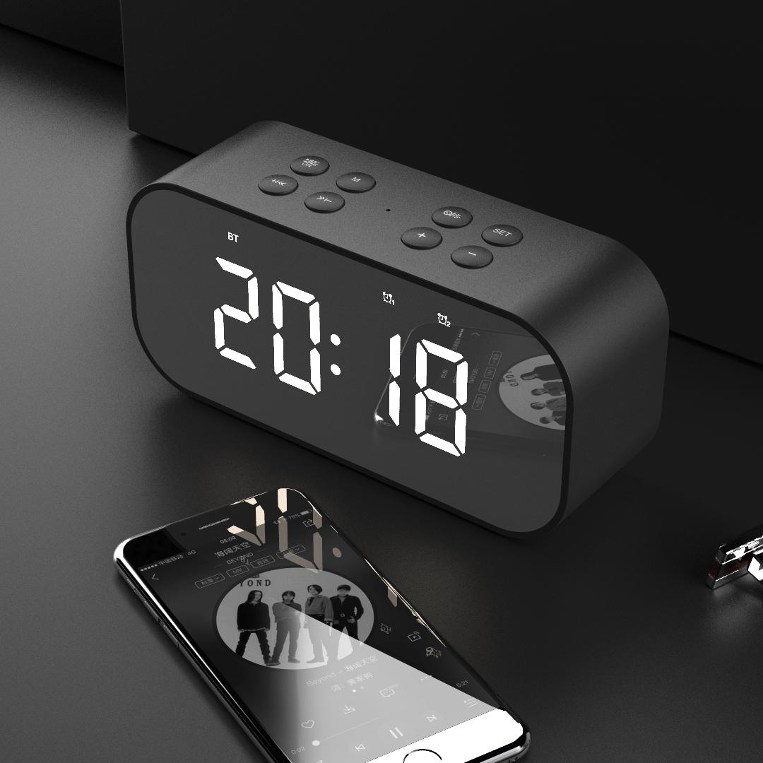 

AEC BT501 Portable Bluetooth-compatible 5.0 Speaker with Large LED Display Clock Mirror Support Aux-in/TF Card A