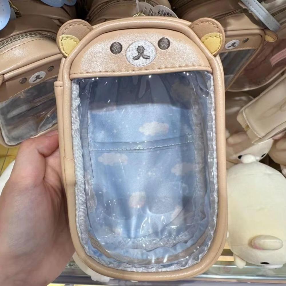 Borsa Portaoggetti Rilakkuma Carina Resistente Cartone Animato Anime Scatola Organizer Multifunzionale Borsa a Mano Portatile in Pelle PU Regali
