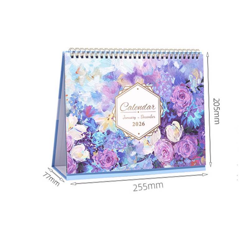 Paper Desk Calendar 2026 With Blooming Epiphyllum For Event And Corporate Gift Romantic Blue