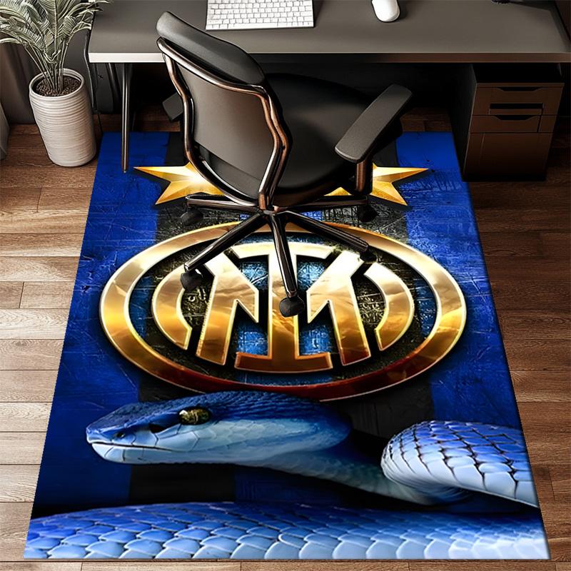 Inter FC Crest Printed Office Carpet Chair Cushion  Entryway Rug, Rugs for Living Room, Bedroom Christmas gifts