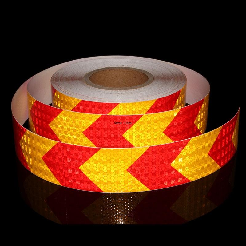 5cm*50m High Visibility Reflective Tapes Arrow White-Red Yellow-Black Waterproof Adhesive Strips Conspicuity Safety Car Stickers
