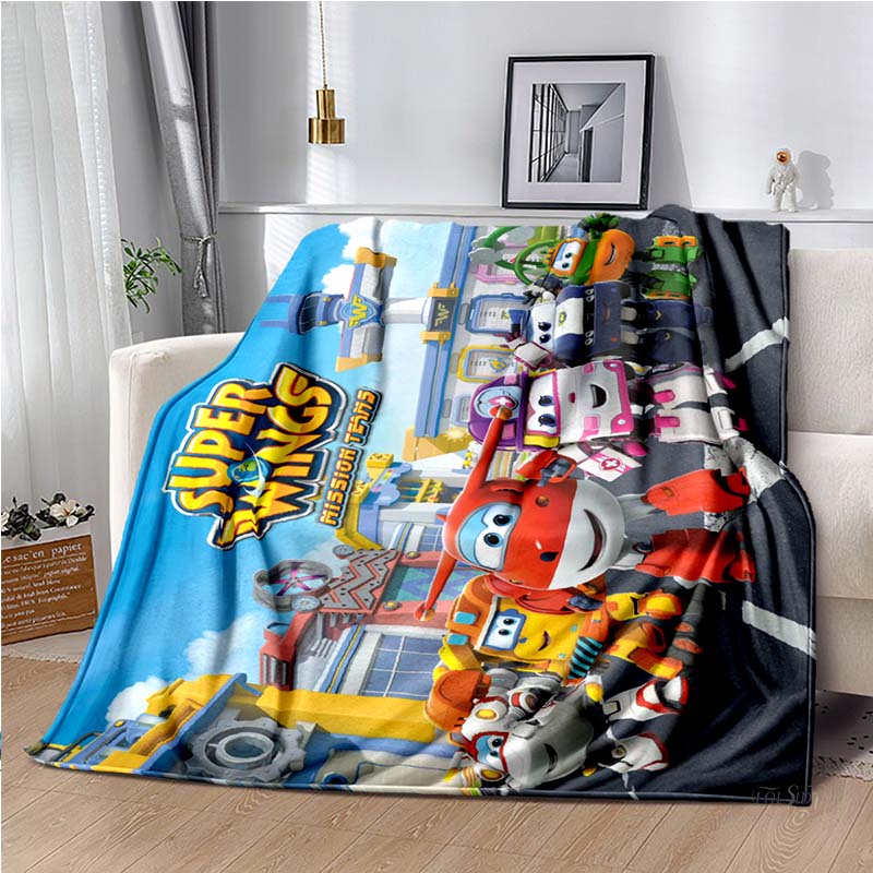 Cartoon Anime Super Wings Throws Blanket for Bedding Picnic Kid Super Soft Cute kawai high quality Flannel Blanket birthday gift