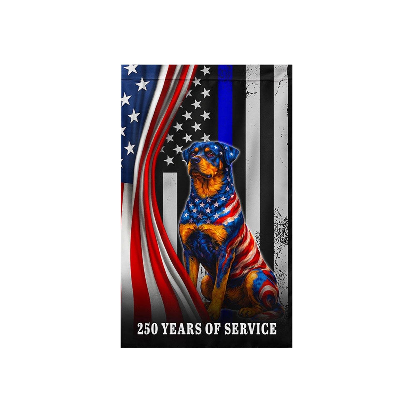 

250 Years of Service Garden Flag Single Sided 30X45cm Decorative Outdoor Yard Banner with Patriotic Dog and Flag Design One Size