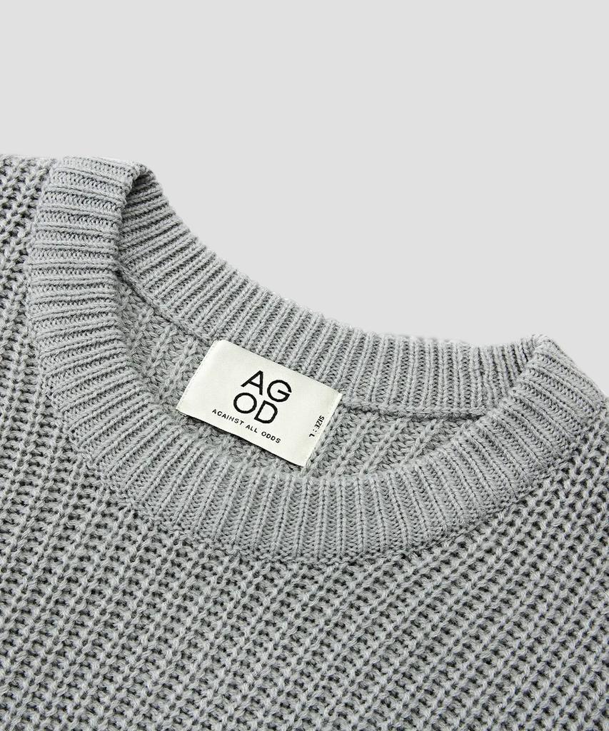 AGOD Crew Neck Ribbed Oversized Hacci Knit [Gray]