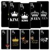 Couple Style Cartoon Crown King Queen Phone Case For Xiaomi Redmi Note 13 12 5G 11 10 Pro 4G 9S 9 8 7 9T 13C 12C 10C 9C 9A Cover