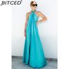 BITCED Summer Sexy Elegance Women's Satin Strapless Ball Gown Party Travel Dress
