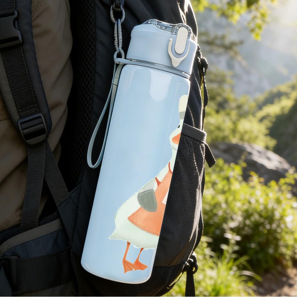 1PC Chef Goose With Spoon Print 750ml Color Plastic Sports Water Bottle Leakproof Flip Straw Lid Suitable for Sports Office Home Use
