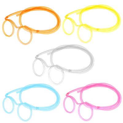 Fun Loop Drinking Straw Eye Glasses Reusable Crazy Funky Drinking Tube for Kids Party Annual Meeting Parties Birthday