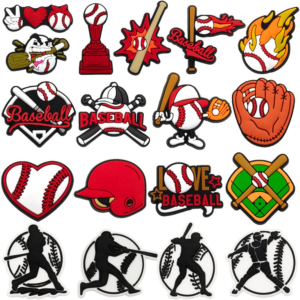 Baseball Series Shoe Charms: DIY PVC Soft Rubber Decorative Buckles for Crocs