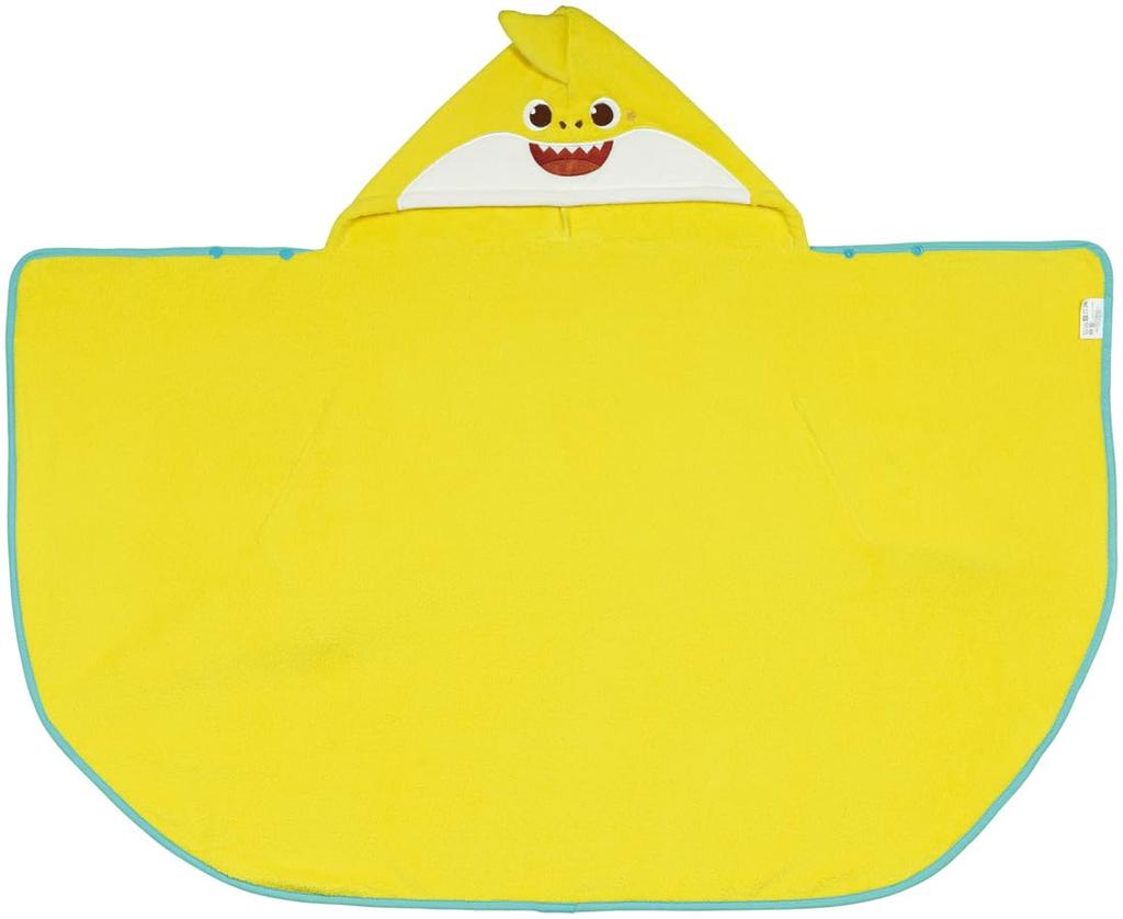 Skater Baby Shark Hooded Bath 108cm x 92cm Poncho, Moisture-Wicking, Quick-Drying, (BPO1-A)