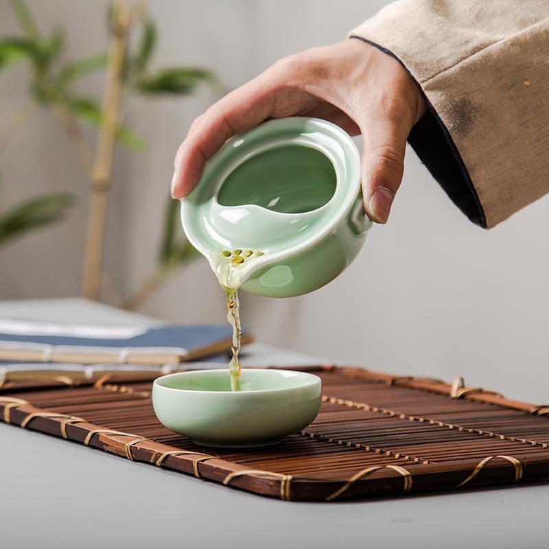 Green Ceramic 3D Carp Gaiwan Tea Set Tea Cup and Saucer Set Chinese Pot Cups and Mugs Teacups Coffeeware Teaware Teeware Teware