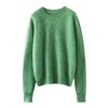 Women's Seamless Cashmere Sweater: Brushed Round Neck Pullover, Solid Color, Autumn/Winter Lazy Style, Knitted Base Layer.