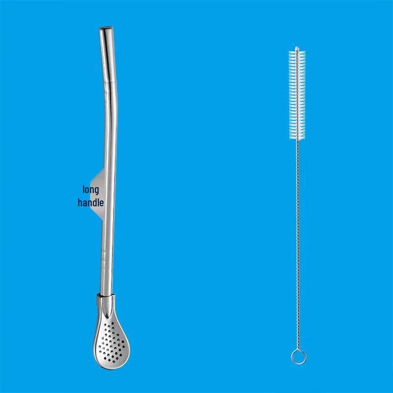 Stainless Steel Detachable Straw Filter Stirring Spoon Set 21cm