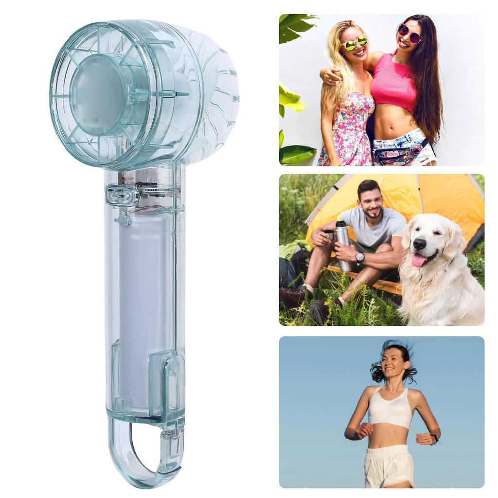Transparent Handheld Fan 3 Speed Low Noise USB Rechargeable Transparent Hand Desk Fan with Hook for Outdoor