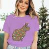 Womens Christmas Tshirt Funny Capybaras Lights Design Festive Crew Neck Girls Clothing Merry Christmas Capybara Cartoon Tshirt