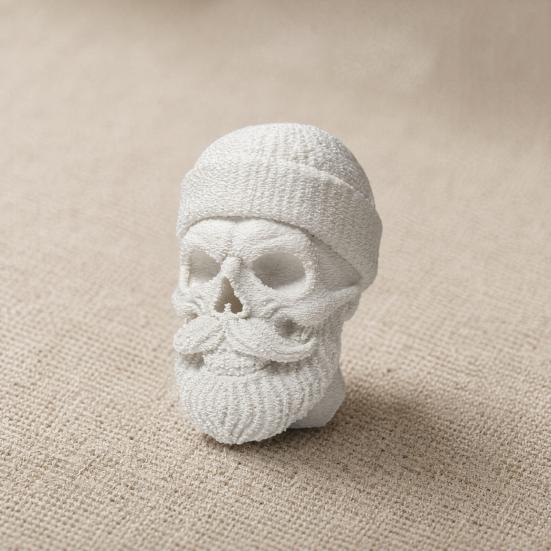3D Printed Santa Claus Skull Figurine, Novelty Skeleton Head Statue, Collectible Christmas Ornament for Halloween Home Party Decor
