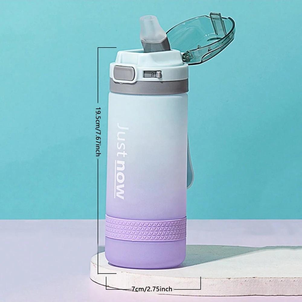 

1pc-Sports water Bottle High Temperature Resistant Graduated Straw Cup Rainbow Frosted Progressive Color Water Cup Plastic Cup