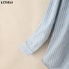 VONDA Oversized Women Casual Long Sleeve Striped Loose Hooded Shirts Blouse