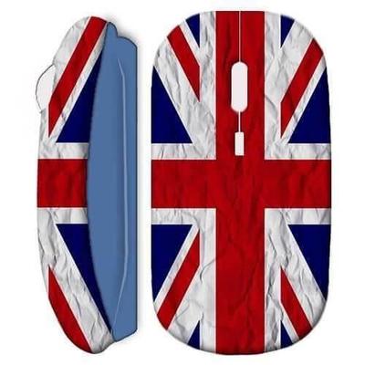 Wireless Mouse - MANIACASE - UK Flag - Blue - USB Wifi - Compatible Mac and PC