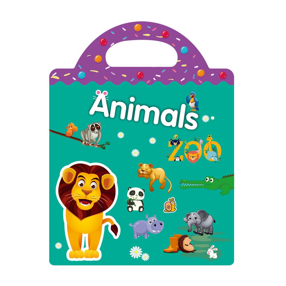 

Reusable Children Sticker Books Cartoon Animal Multi Scene DIY Early Education Learning Cognition Puzzle Toys for Kids Gifts Animals