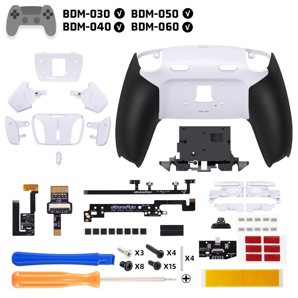 eXtremeRate RISE4 Plus MAX Back Paddle Kit for PS5 Controllers Includes Bottom Clicky Trigger Stops Rubber Remappable Back Button Kit for PS5