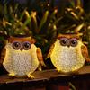 Outdoor Decorative Solar Lamp Metal Owl Light Lantern Waterproof Powered Light Garden Hanging Floral Lantern for Patio Yard Porch