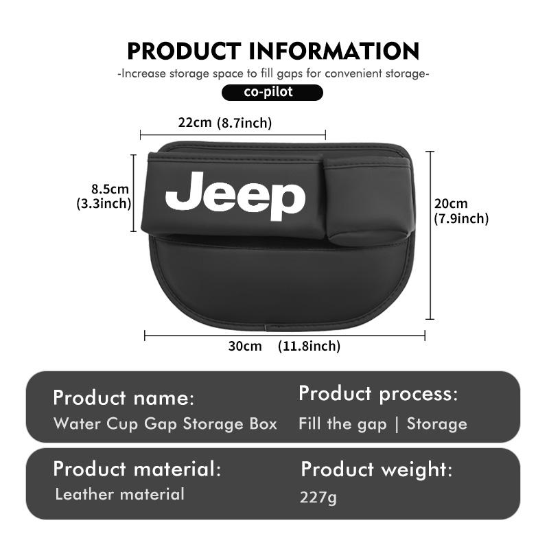 CXVSUD1 For Jeep Leather Car Seat Gap Organizer Crevice Side Storage Box Filler Side Storage Pocket With Cup Holder Grand Cherokee