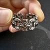 Punk Chained Crosses Retro Adjustable Open Ring for Men Silver-plated Copper Gothic Edgy  Christian Accessories Cool Gift